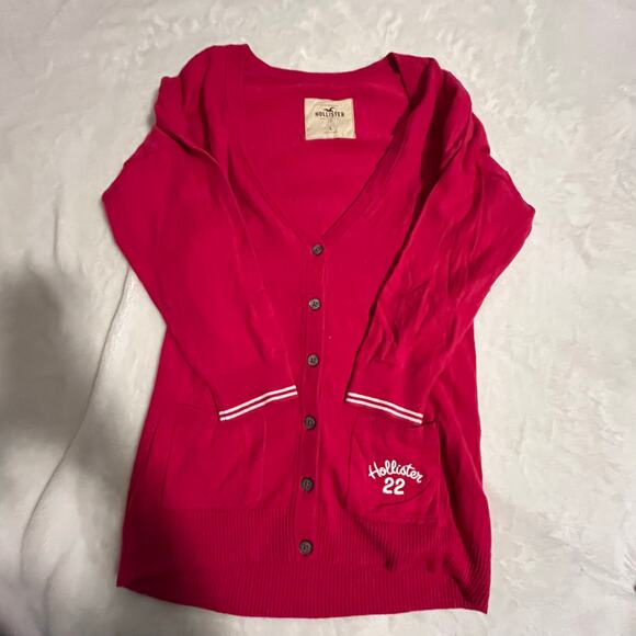Early 2000s hot pink hollister cardigan size large - Picture 1 of 7